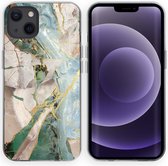 iMoshion Hoesje Geschikt voor iPhone 13 Hoesje Siliconen - iMoshion Design hoesje - Beige / Shattered Beige Marble