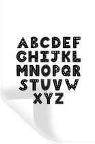 Muurstickers - Sticker Folie - Illustratie alfabet met zwarte letters - 20x30 cm - Plakfolie - Muurstickers Kinderkamer - Zelfklevend Behang - Zelfklevend behangpapier - Stickerfolie