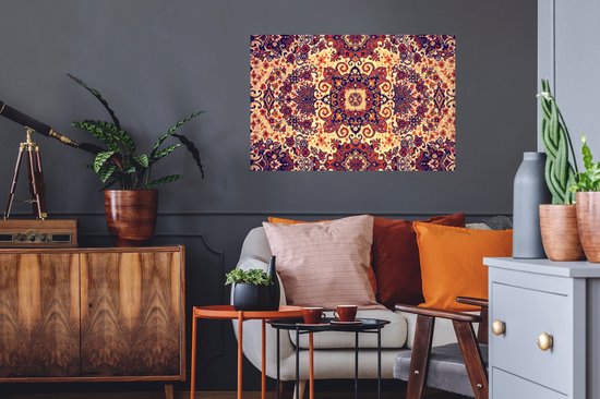 Stickers muraux - Film autocollant - Tapis persan - Motifs - Rouge - Jaune - 90x60 cm - Film adhésif - Stickers muraux chambre d'enfant - Papier peint autocollant - Papier peint autocollant - Film autocollant