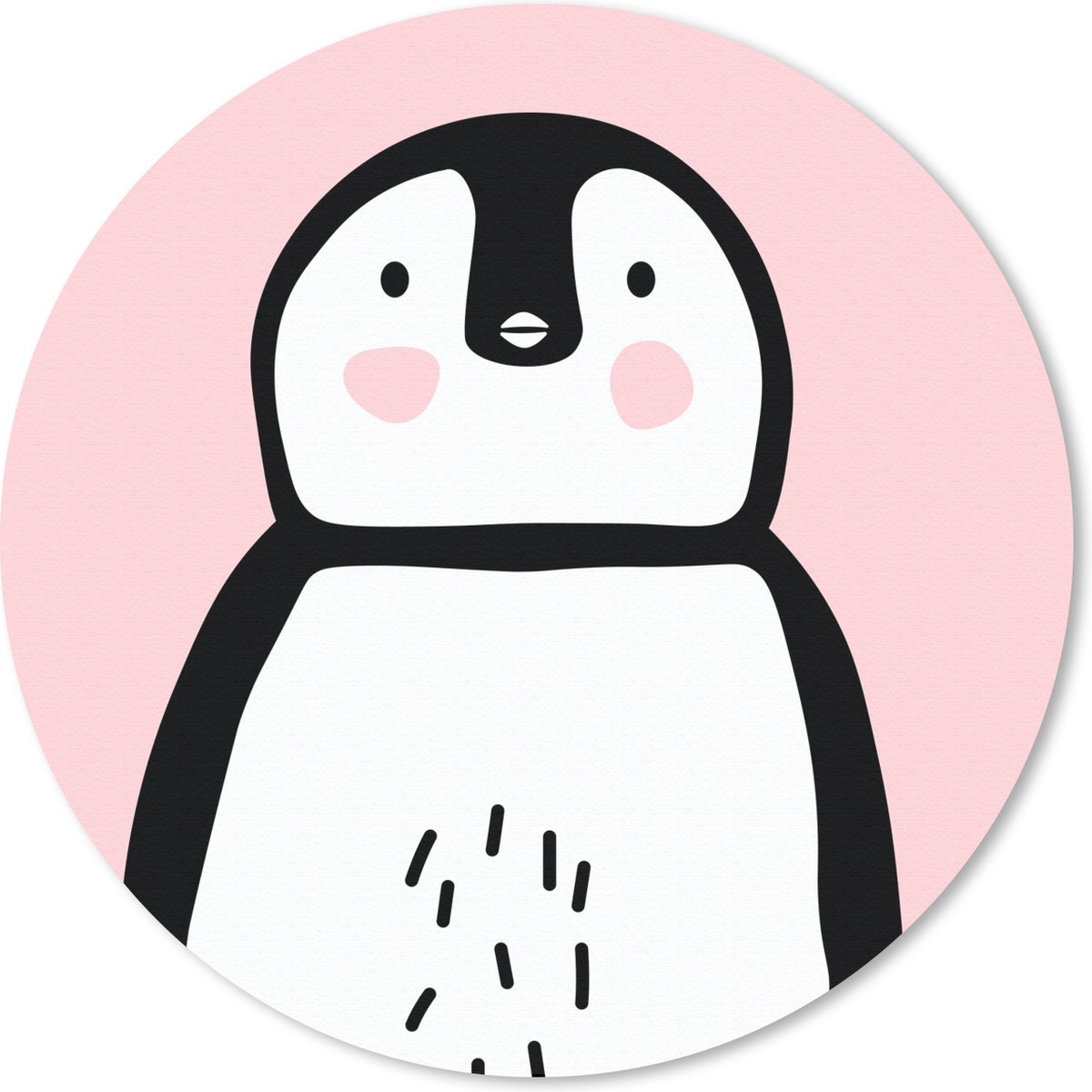 Muismat rond 30x30 cm - Mousepad Pinguïn - Kind - Roze - Ronde muismatten