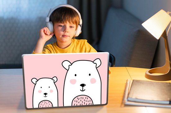 Autocollant pour ordinateur portable - 14 pouces - Ours - Animaux - Rose - Enfants - 32x5x23x5cm - Autocollants pour ordinateur portable - Peau pour ordinateur portable - Couverture