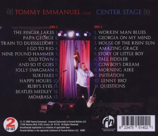 Center Stage, Tommy Emmanuel | CD (album) | Muziek | bol.com