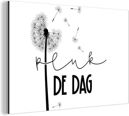 Wanddecoratie Metaal - Aluminium Schilderij Industrieel - Quotes - Pluk de dag - Carpe diem - Spreuken - 60x40 cm - Dibond - Foto op aluminium - Industriële muurdecoratie - Voor de woonkamer/slaapkamer