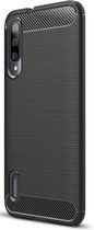 Shop4 - Xiaomi Mi A3 Hoesje - Zachte Back Case Brushed Carbon Zwart