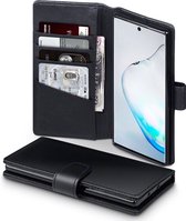 Qubits - luxe echt lederen wallet hoes - Samsung Galaxy Note 10 - Zwart