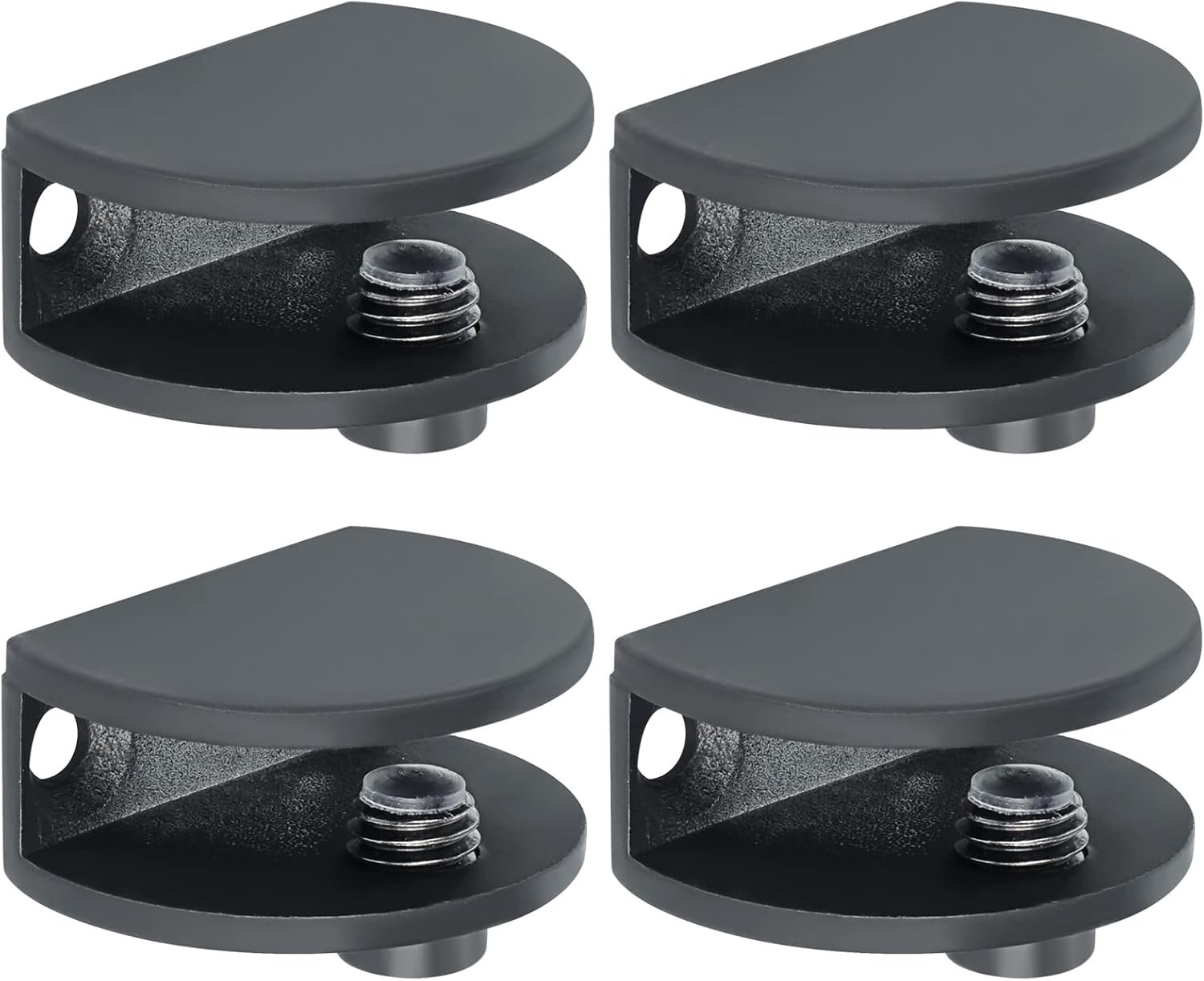 SnelShoppen - Glashouder 3.5 cm - 4 stuks verstelbare klembevestiging - Plankhouder voor glas en hout - Geschikt voor 8-10 mm dik glas - Zwart - Ideaa