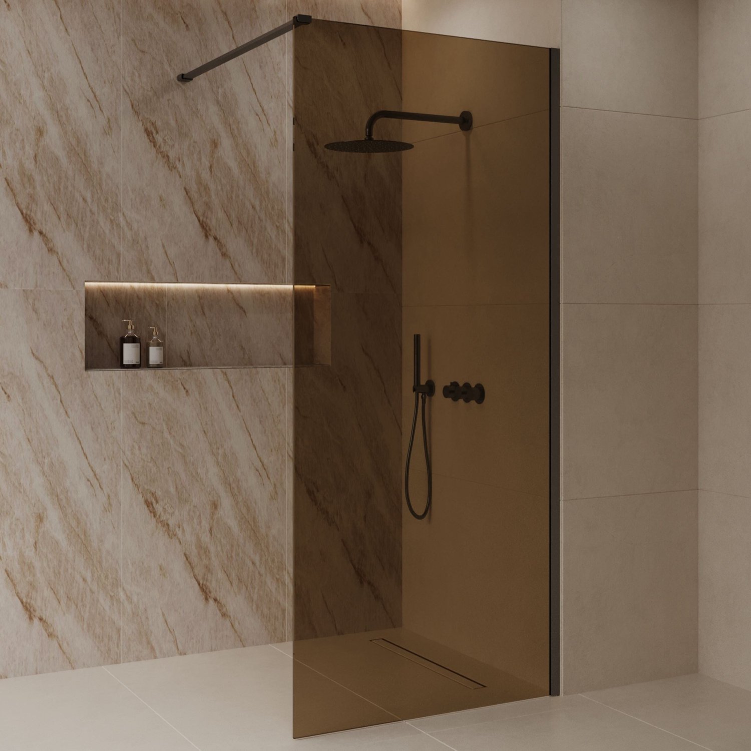 Sanitado Dalis Inloopdouche Sepia Glas Gunmetal Profielen 100x200 cm