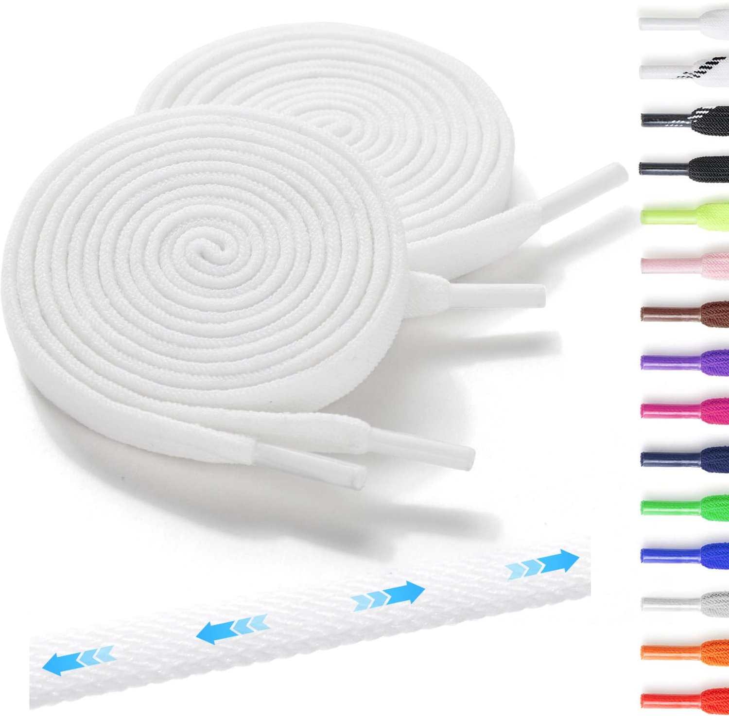 Shecret 2 paar elastische schoenveters, plat - elastische schoenveters zonder strik voor kinderen en volwassenen, 7 mm - ShopVlot