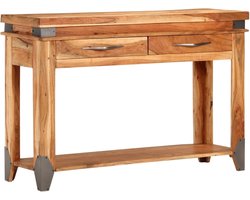 Tidyard Consoletafel met 2 laden, entreetafel, hal, bijzettafel voor woonkamer, ingang, keuken, kantoor, slaapkamer van massief hout, acaciahout, 110 x 34 x 74 cm