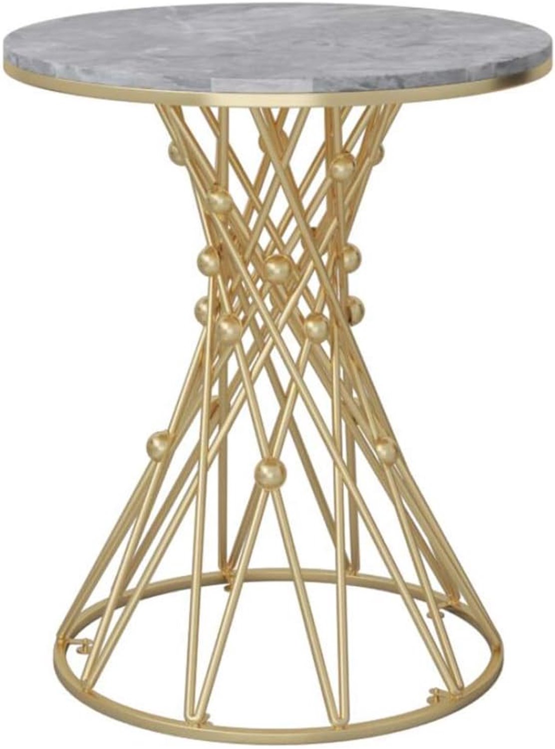 Home&Selected Furniture / Nordic Living Tafel, marmer, bank, hoekbank, tafel, slaapkamer, lichttafel, balkon, klein, rond, goud, 66 cm, 66 cm (26,3 inch) (kleur: grijs)