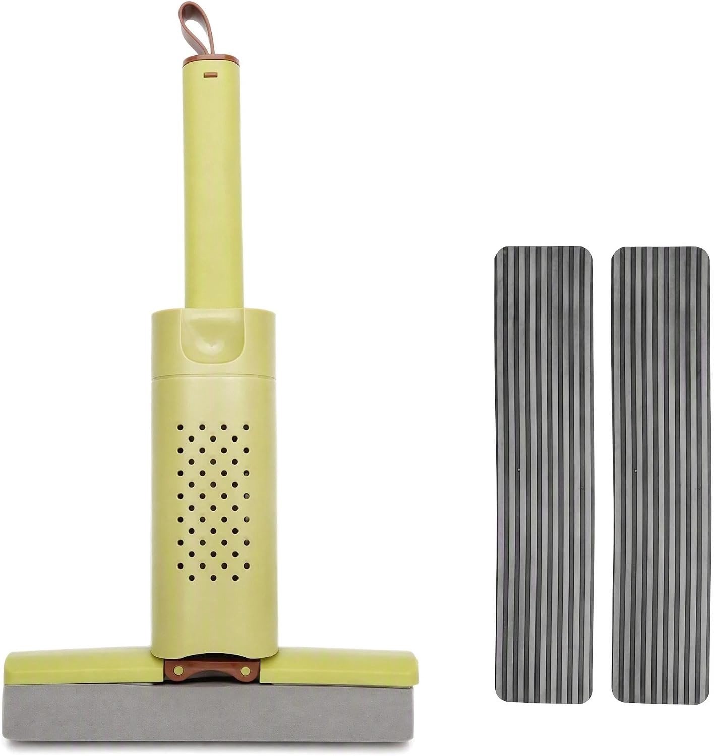 Compacte mini mop met 2 vervangbare heads, krachtige sponsmop voor keuken, badkamer en kleine ruimtes, ideaal voor tegels en moeilijk bereikbare plekken