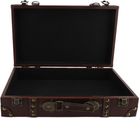 Vintage Lederen Houten Koffer Opbergkoffer voor Decor en Fotografie, 13,39x8,07x3,15in, Bruin, Themafeest Prop — afbeelding 5