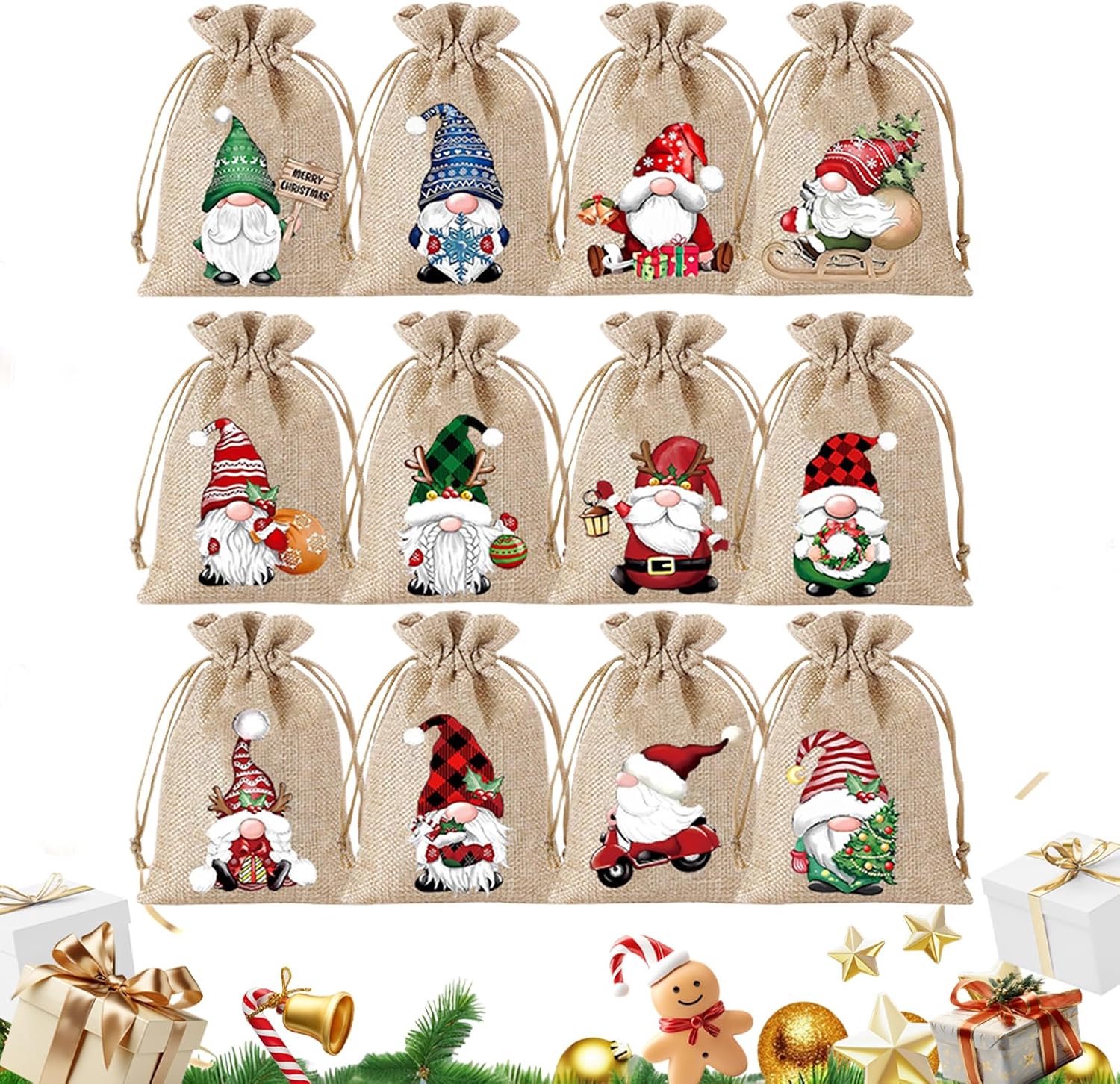 Générique Kerstmis van jute, verpakking van 12 herbruikbare koorden