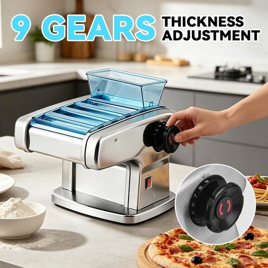 Pasta maker met 9 verstelbare diktes voor perfect verse pasta (0,5-5 mm) en gebruiksvriendelijk design — afbeelding 5