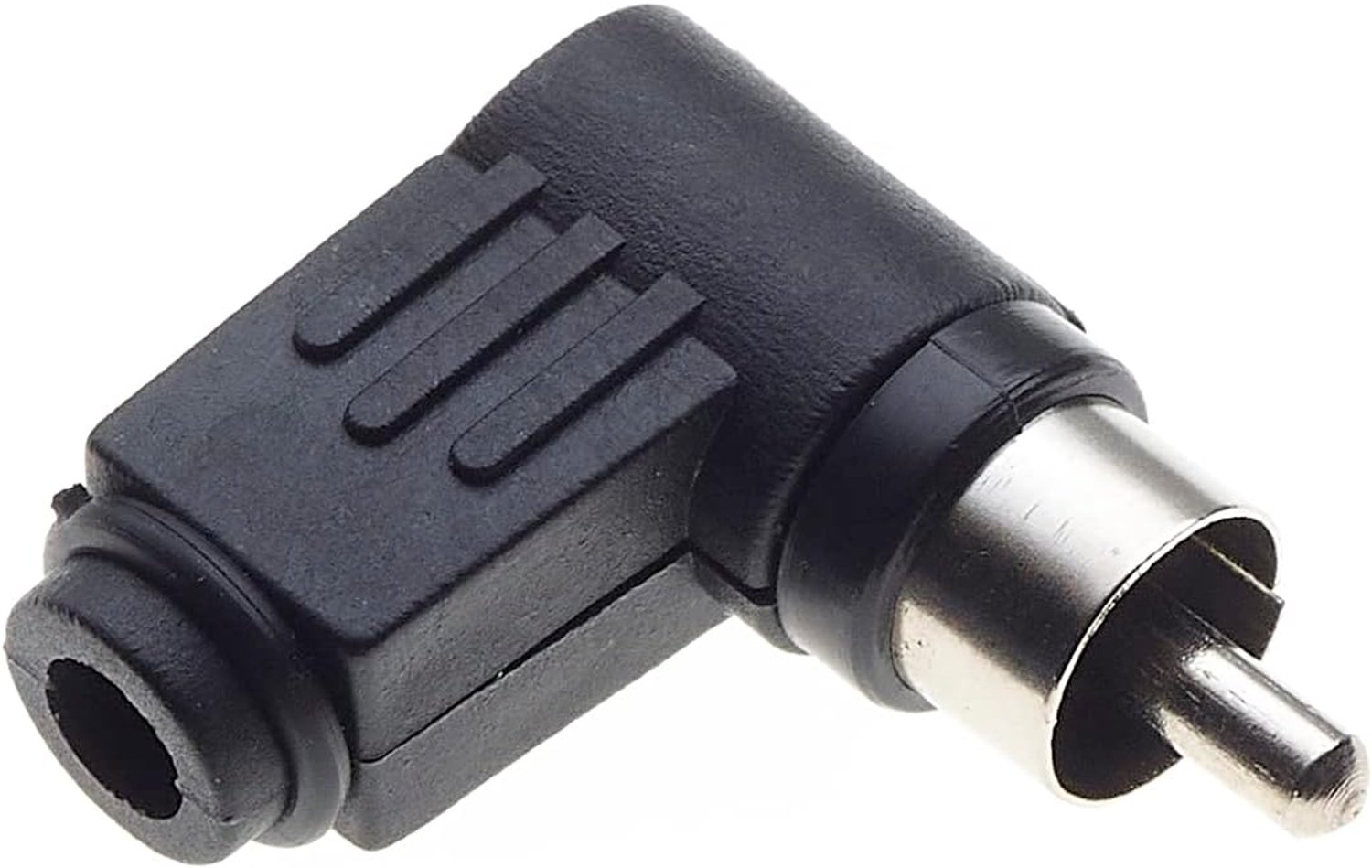 Phono Plug 90 Graden - Verchroomde Pin - Zwart Plastic Behuizing - Geschikt voor Audio en Video - ShopVlot