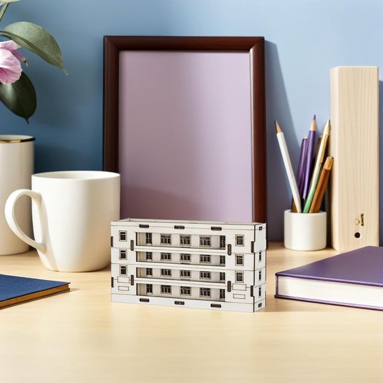 2 Stuks Model Houten Huis Ambachtelijke Benodigdheden Voor Poppenhuis Houten Huismodel Miniatuur Huisdecor Huis Ambacht Huisje Model Blokhut Gebouw Beige — afbeelding 3