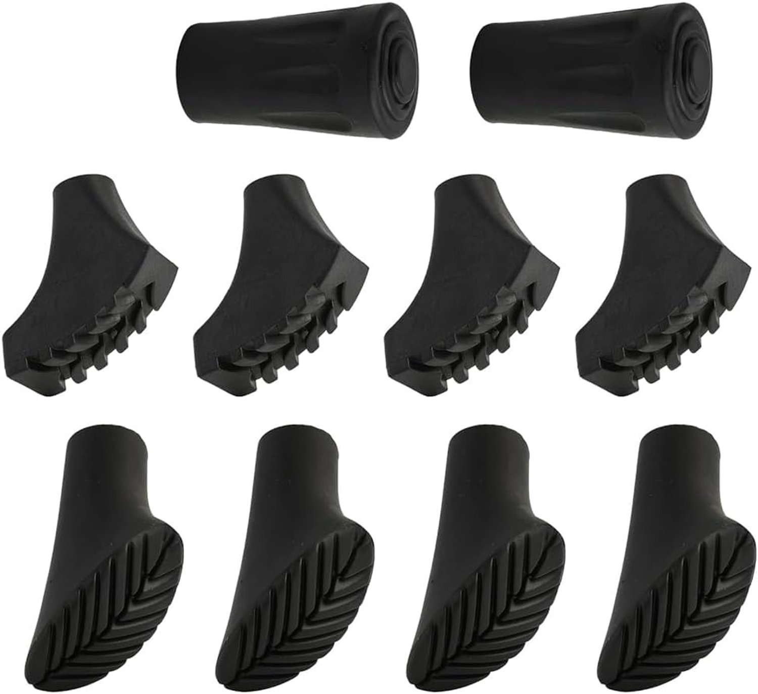 Nordic Walking Pads - Zwart - 11 mm - Rubber Bumper Pads voor Wandelstokken - Set van 10 Stuks
