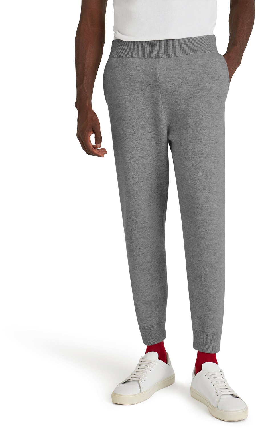 FALKE Luxury Sweatpants drukvrije tailleband kasjmier joggingbroek heren grijs - maat L