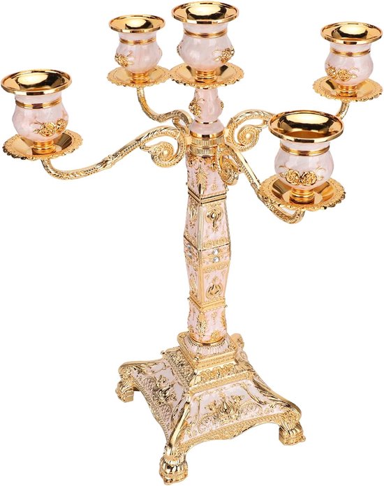 Vintage Luxe Kaarshouder met Reliëf voor Woondecoratie, Bruiloftsornamenten, Stevig Legeringsmateriaal — afbeelding 5