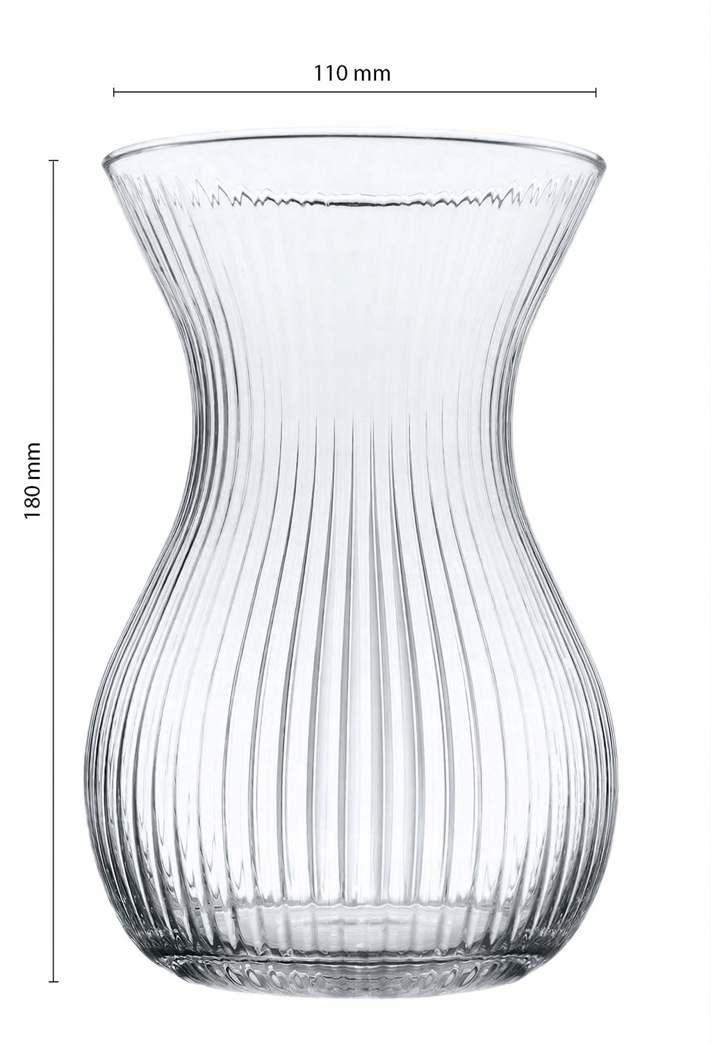 Glazen Vaas 18 cm - Geribbelde Decoratieve Vaas voor Bloemen