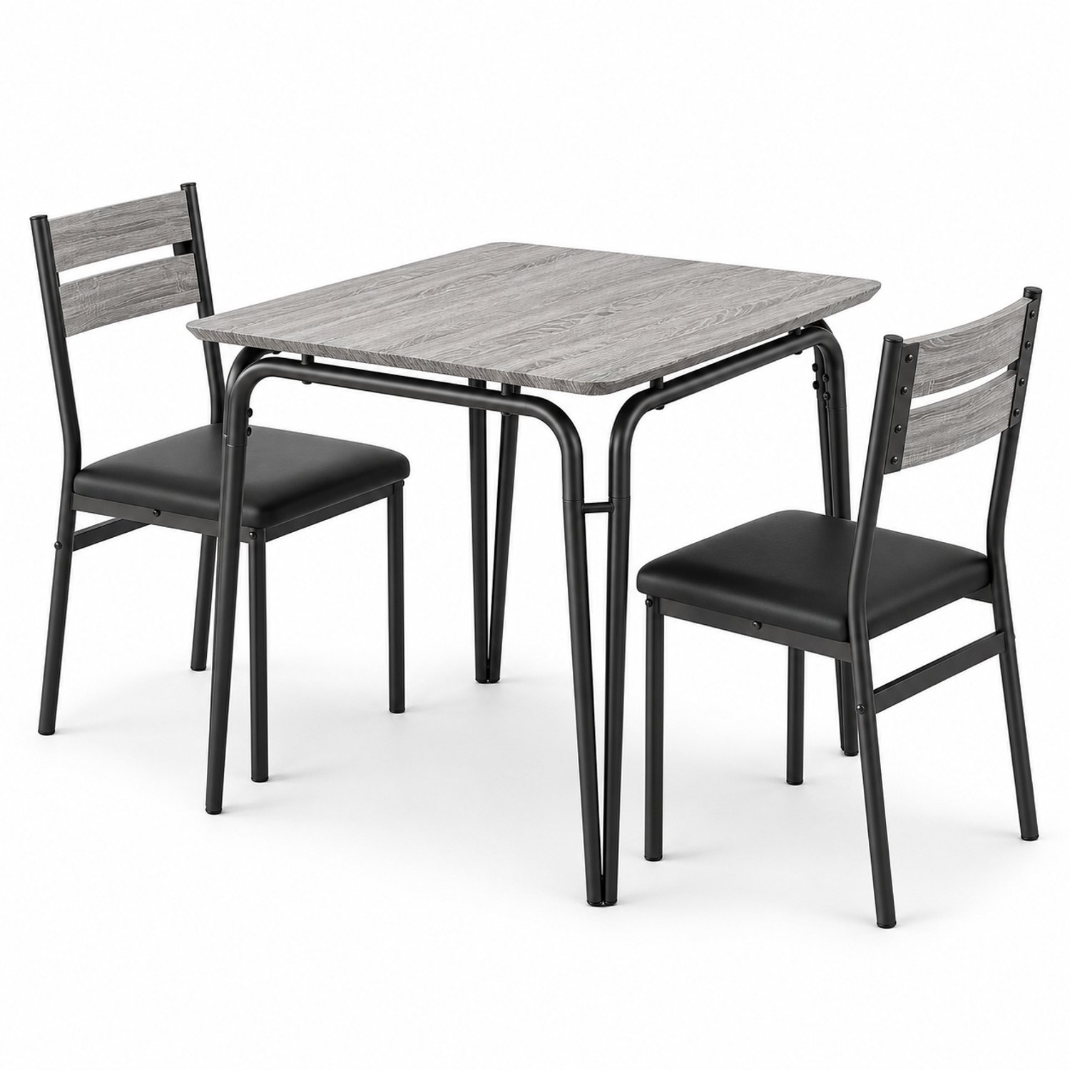 Luxevo Eetkamerset voor 2 Personen – Compacte Keukentafel met 2 Stoelen – Ruimtebesparend – Zwart Houtlook