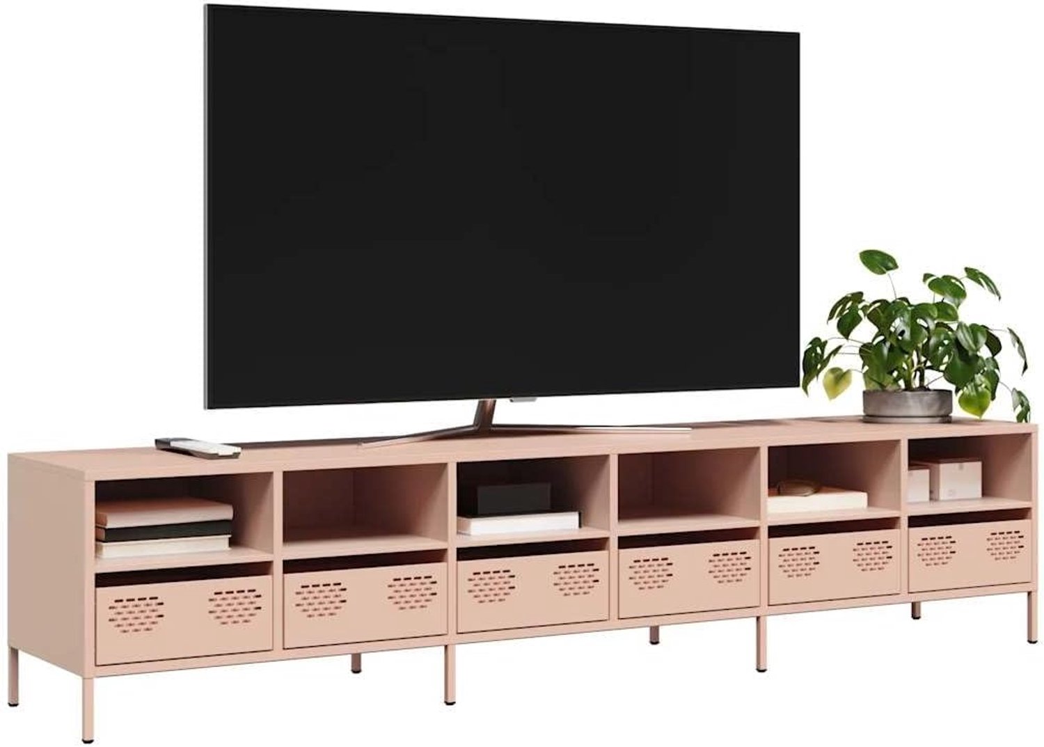 TV-kast roze tv-rek tv-meubel voor ontvangstruimte woonkamer 202x39x43,5 cm koudgewalst staal