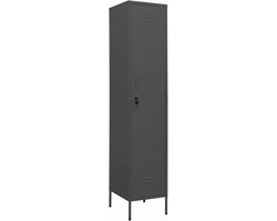 Tidyard Antraciet, kledingkast van staal, metalen kasten, metalen kast, kleedkast van metaal, bezemkast 35 x 46 x 180 cm