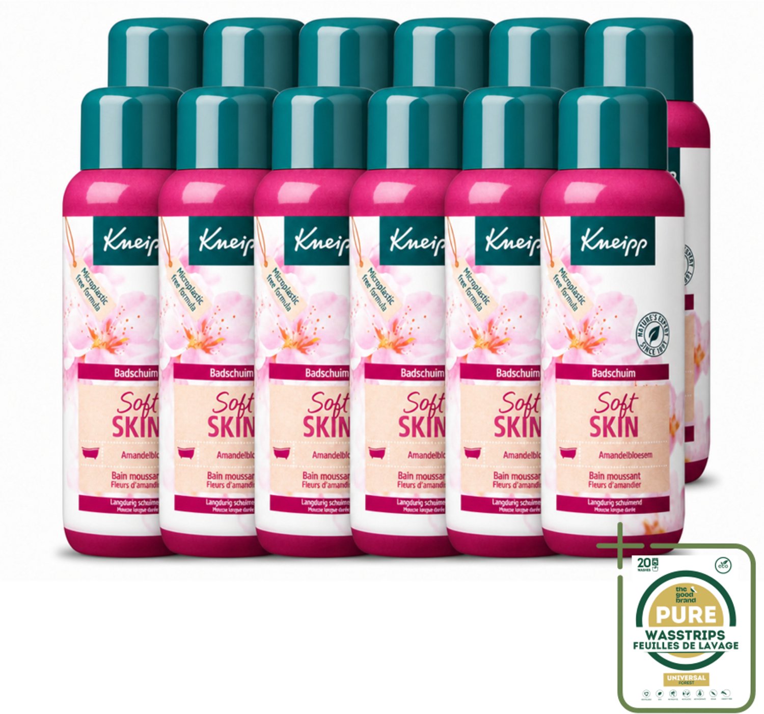 12 x Kneipp - Badschuim - Amandelbloesem - Voor droge en gevoelige huid - 400 ml - Wasstrips - Badshuim - Droge Huid - Gevoelige Huid - Amandelolie - Natuurlijke Verzorging