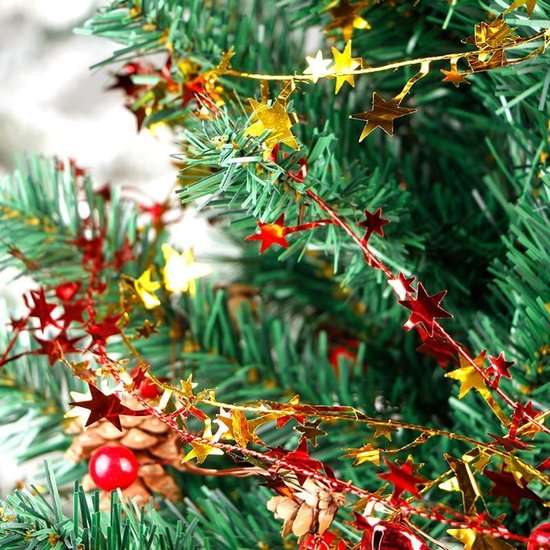 10 stuks 7,5 meter sterslinger, folie, sterren, lametta, glitterdraad, kerststerslinger, hangende decoratie voor bruiloft, verjaardag, feestelijke versiering, cadeau, decoratie, verlicht wit — afbeelding 5