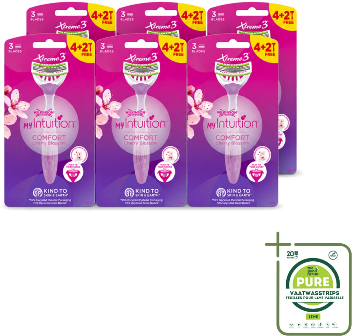 6 x Wilkinson - Wegwerpscheermesjes - Xtreme 3 My Intuition - Comfortabel - 6 mesjes - Grootverpakking - Wegwerpscheermesjes - Vrouwelijke Scheermesjes - Comfortabele Scheermesjes - Zachte Scheermesjes - Huidverzorging