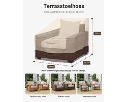 Vailge Hoezen voor terrasstoelen, stevige, waterdichte hoezen voor lounge- en diepe zitstoelen, voor buitengebruik op je gazon of terras (set van 2, groot, beige en bruin)