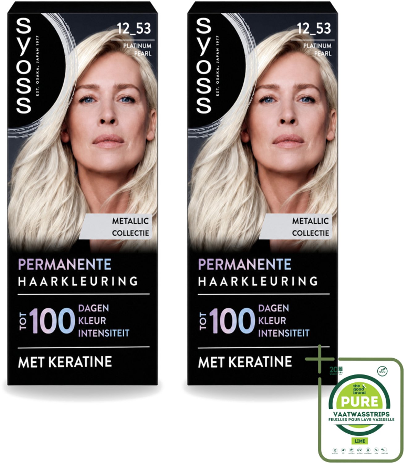 2 x SYOSS - Coloration 12-53 Platinum Pearl - Haarverf - Grijsdekking - Vermindert Haarbreuk - Grootverpakking - Vaatwasstrips - Haarkleur - Grijsdekking - Permanente Haarkleur - Keratine - Haarmasker