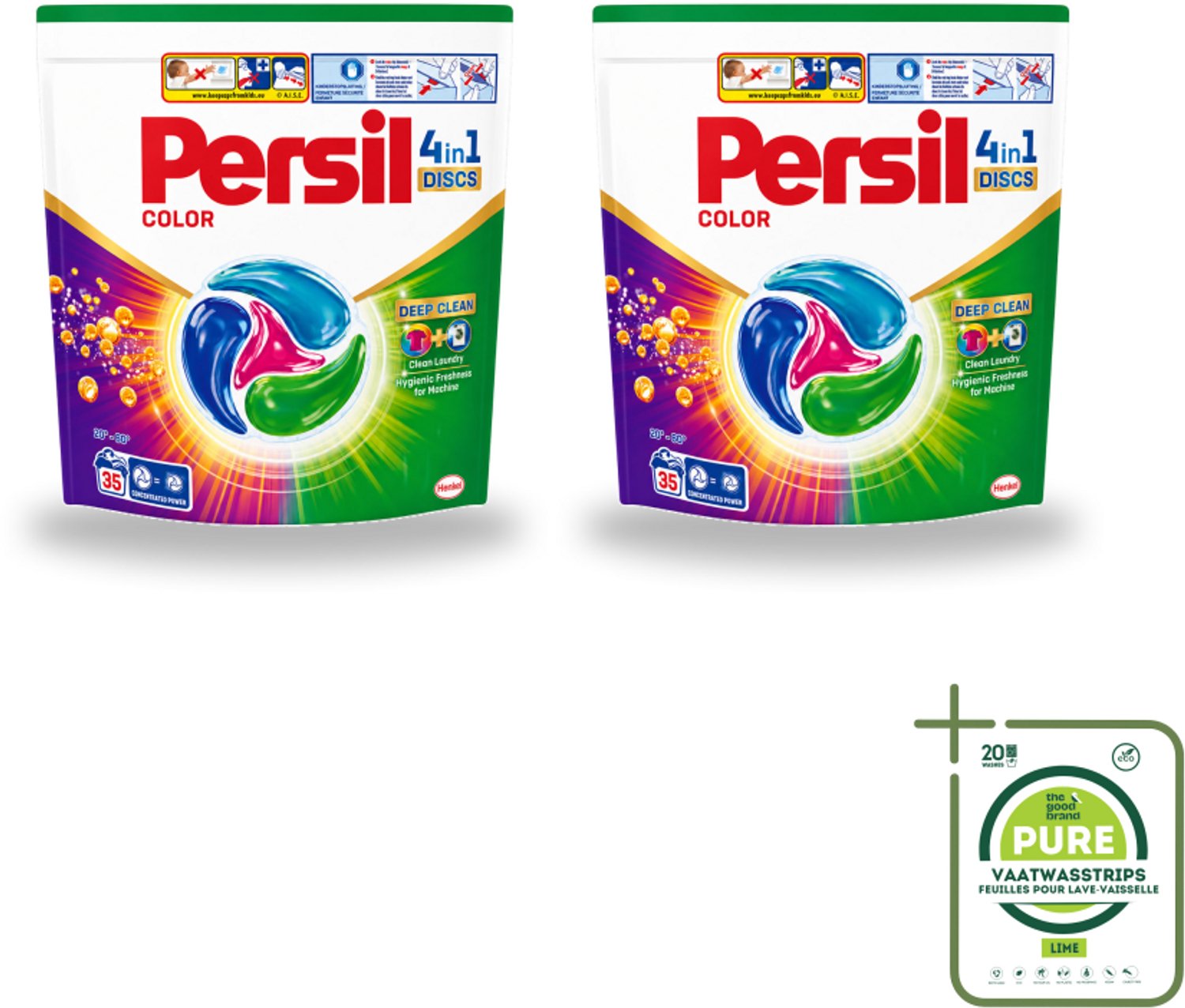 2 x Persil - Wasmiddel - Discs Color - Voor Gekleurde Was - Krachtige Vlekverwijdering - 35 wasbeurten - Grootverpakking - Vaatwasstrips - Wasdiscs - Kleurbescherming - Vlekverwijdering - Frisse Was - Wasgoed