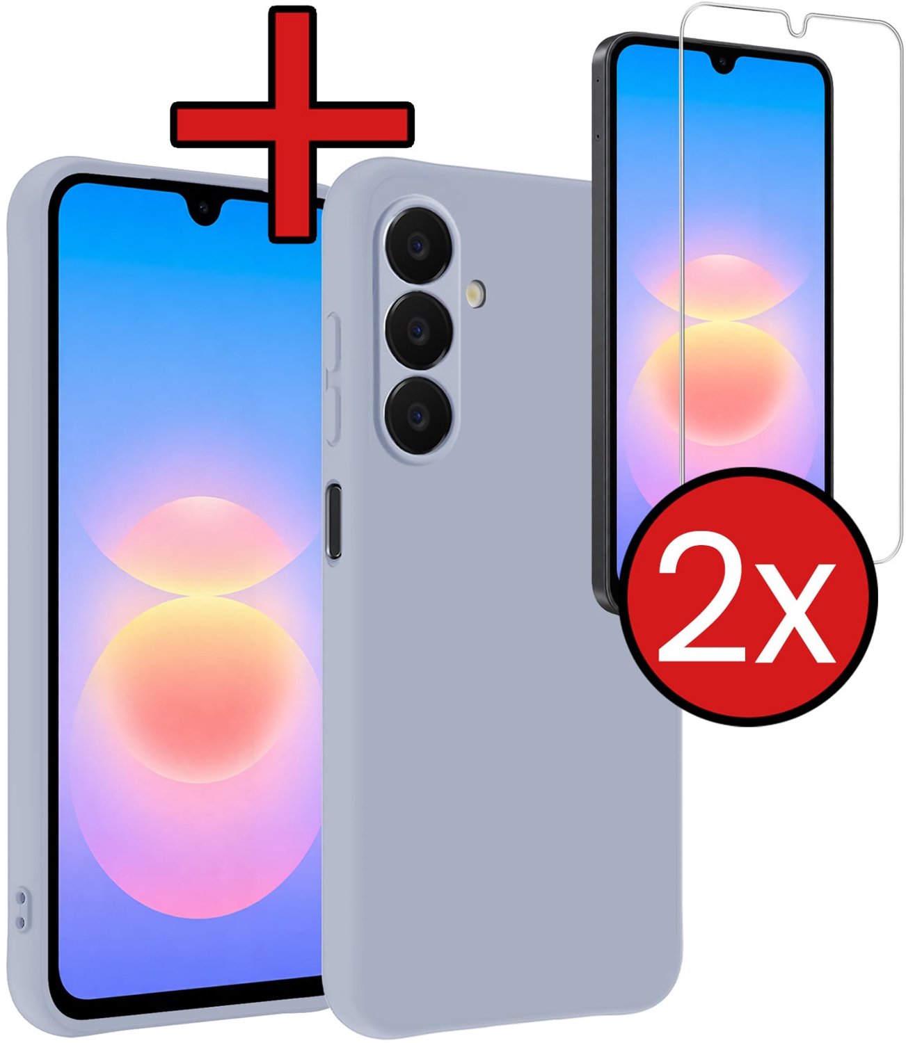Hoesje - Met 2x Screenprotector - Geschikt voor Samsung Galaxy A18 - Sterk & Shockproof - Telefoon Hoes - Back Cover - Siliconen Case - Telefoonhoes - Lila