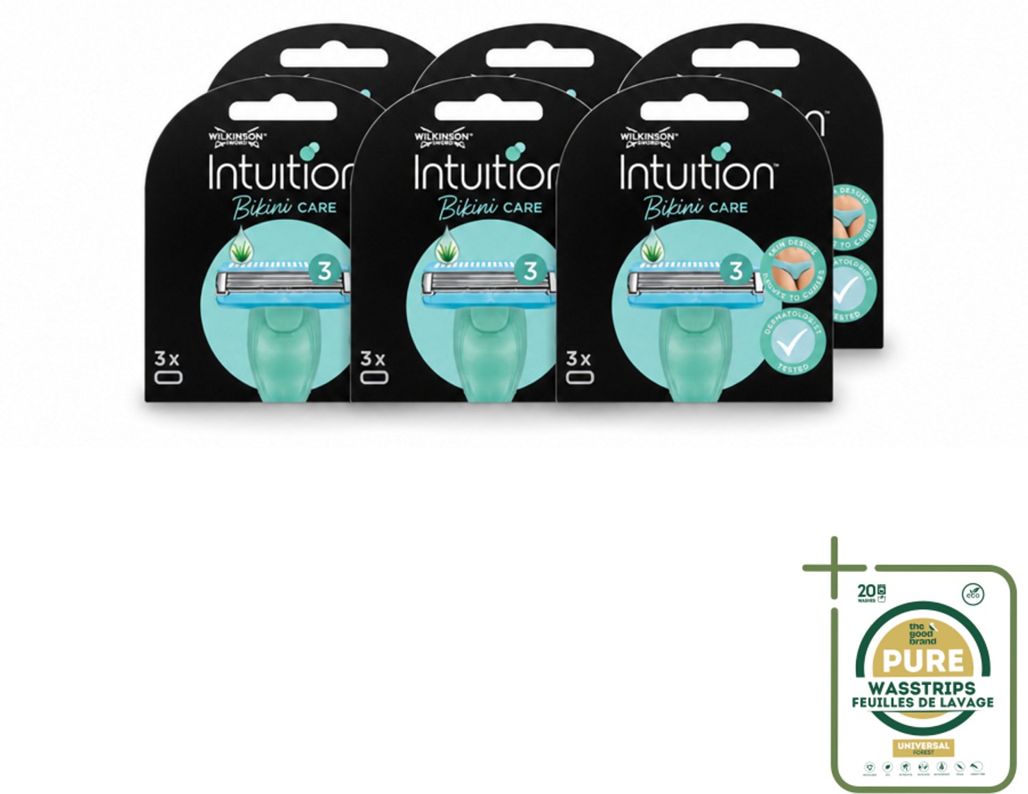 6 x Wilkinson Intuition - Navulmesjes - Bikini Care Duo - Praktisch - 3 mesjes - Intieme Zone Scheren - Gevoelige Huid Scheren - Bikini Lijn Scheren - Navulmesjes - Scherpe Mesjes