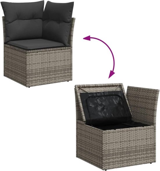 Poly rattan weerbestendig tuinbarset 5 delig zwart — afbeelding 3