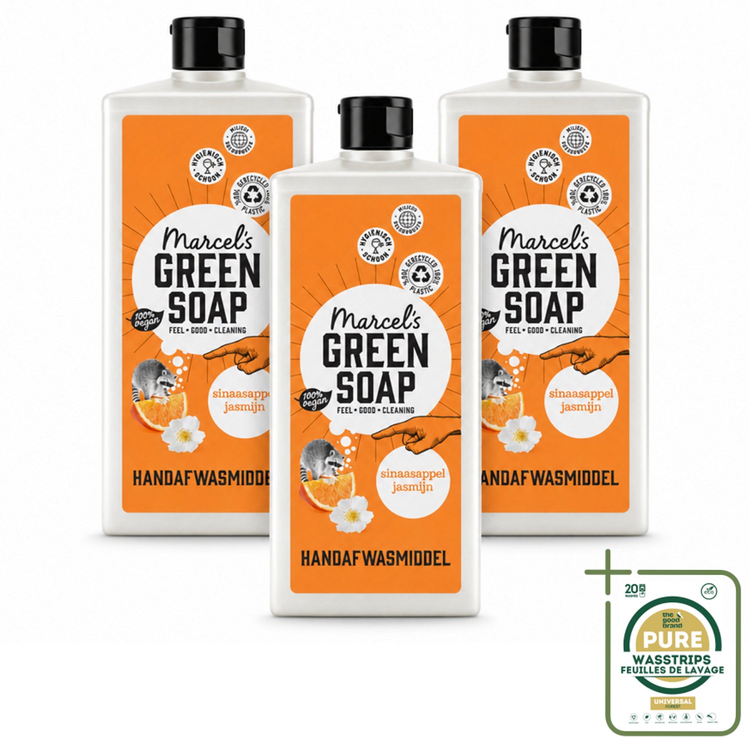 3 x Marcel's Green Soap - Afwasmiddel - Sinaasappel & Jasmijn - Voor dagelijks gebruik - 500 ml - Wasstrips - Afwasmiddel Sinaasappel Jasmijn - Natuurlijk Afwasmiddel - Plantaardig Afwasmiddel - Afwasmiddel Voor Vaat - Afwasmiddel Voor Glas En Pannen