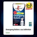 Verpakking Lucovitaal Overgang Balans met "2+3 GRATIS" en "Mix & Match" sticker, met tekst "Overgang Balans 120 tabletten".