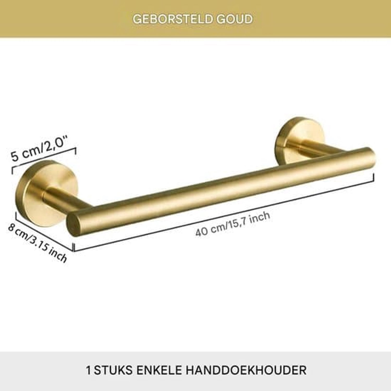 Handdoekhouder en handgreep van roestvrij staal voor de badkamer, toiletpapierhouder 40 cm, moderne woondecoratie - goud