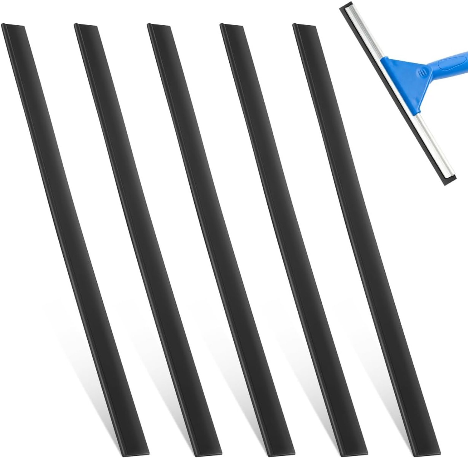 Mikikit 5 reserverubbers voor raamwisser 35 cm - reservestrips voor raam- en doucheborstel - flexibel rubber voor reiniging zonder sporen van water