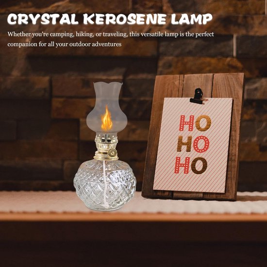 Vintage Glazen Petroleumlamp met Hittebestendige Kap Heldere Verlichting Duurzaam Metaal voor Camping Thuisgebruik Decoratie Geschikt voor Ronde Lonten — afbeelding 3