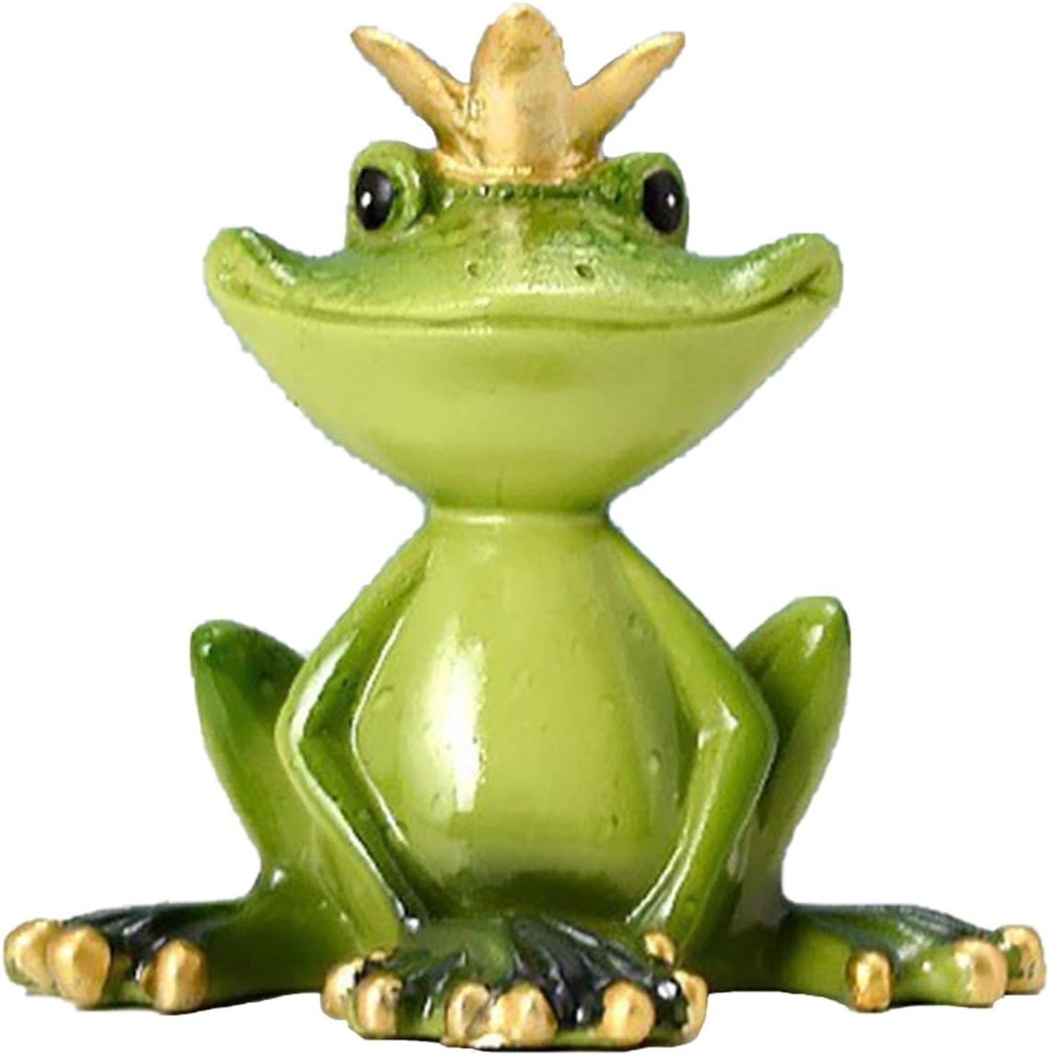 Kikker Deko Figuren, ca. 20 cm hars kikkerstandbeeld decoratie voor huis, kantoor, kamer (kroon)