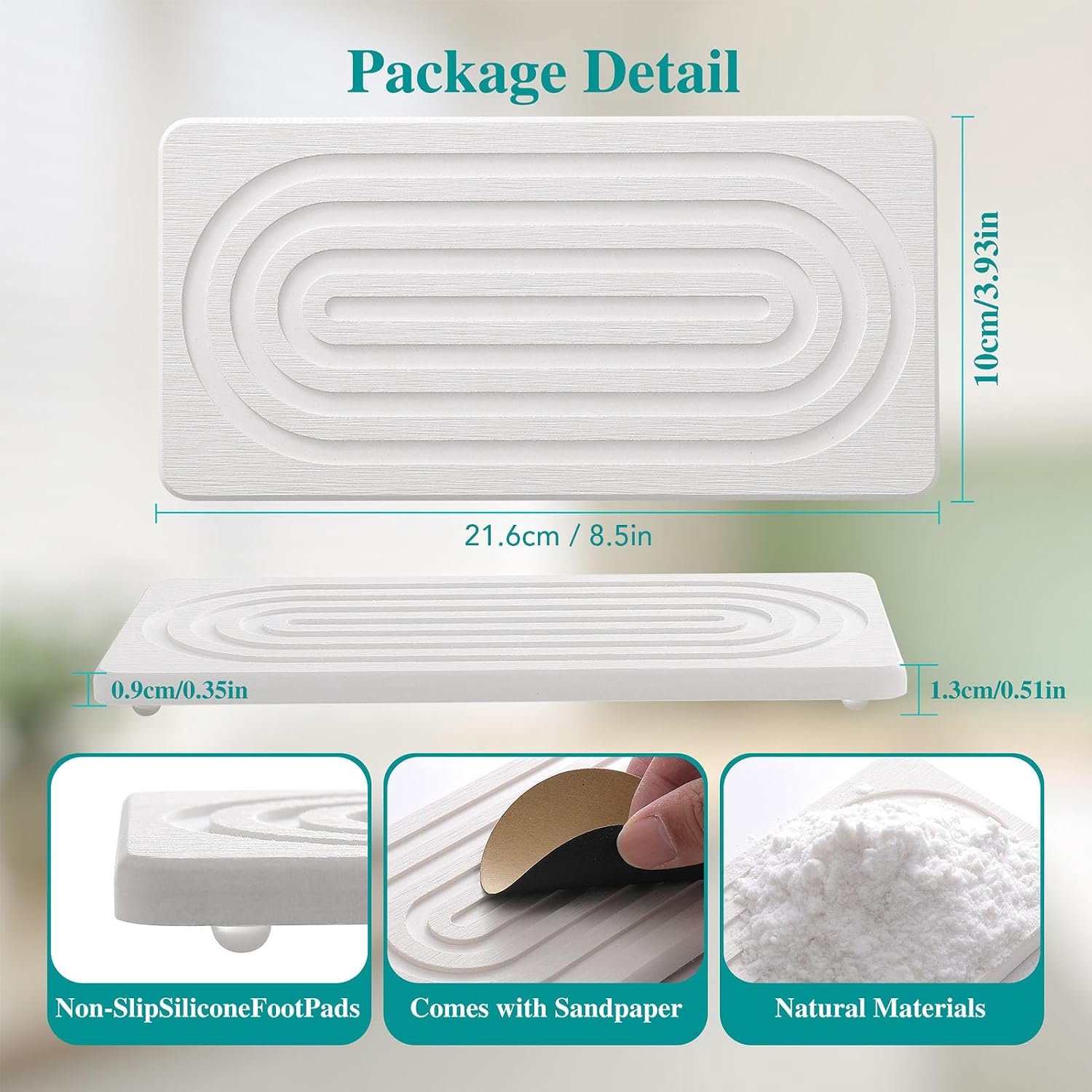 aqxreight Diatomietsteen Drogende Bak, 2 Stuks Snel Drogend (WHITE)
