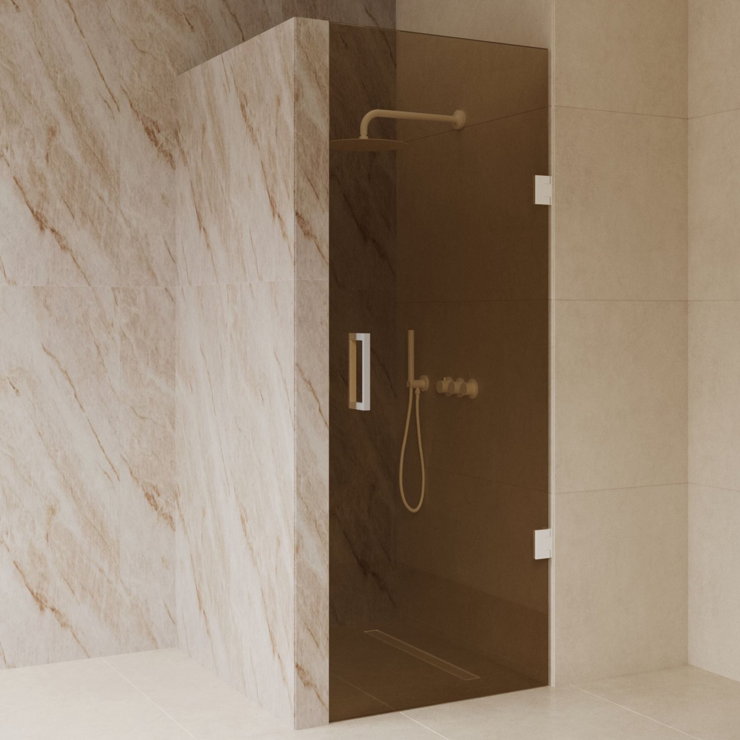 Sanitado Dalis Nisdeur Sepia Glas Mat Wit Profielen 100x200 cm