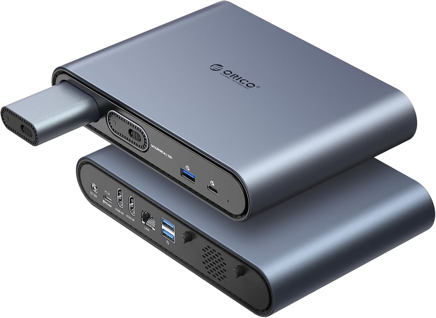 10-in-1 USB-C Docking Station met Dual M.2 NVMe/SATA SSD Behuizing, 10Gbps USB, Dual HDMI 4K@60Hz, 60W PD en RJ45 - Ideaal voor MacBook Pro/Air en Meer