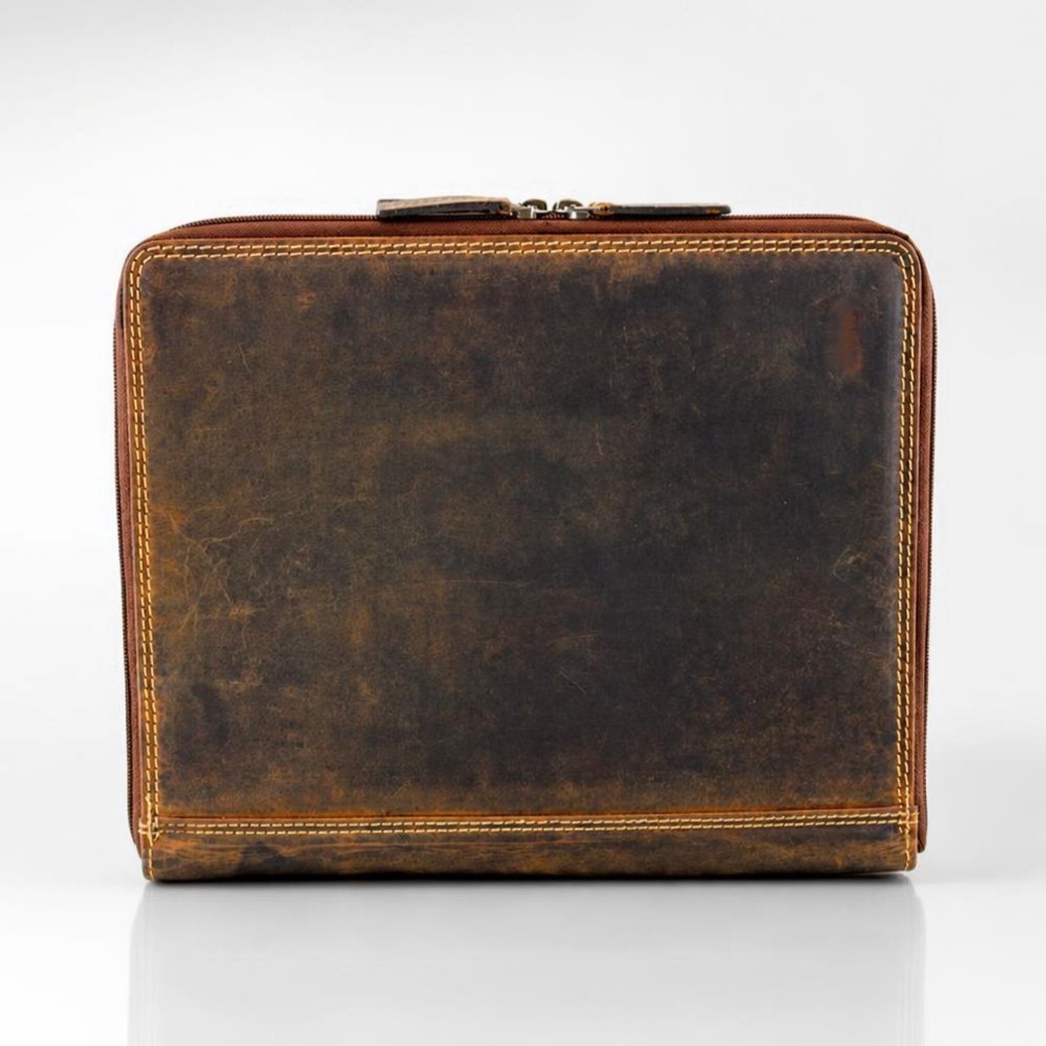 Fana Bags® Schrijfmap A4 Bruin - Luxe Lederen Conferentiemap met Rits - Business Schrijfmap met 2 Compartimenten en iPad/Tablet Vak - Perfect voor Vergaderingen