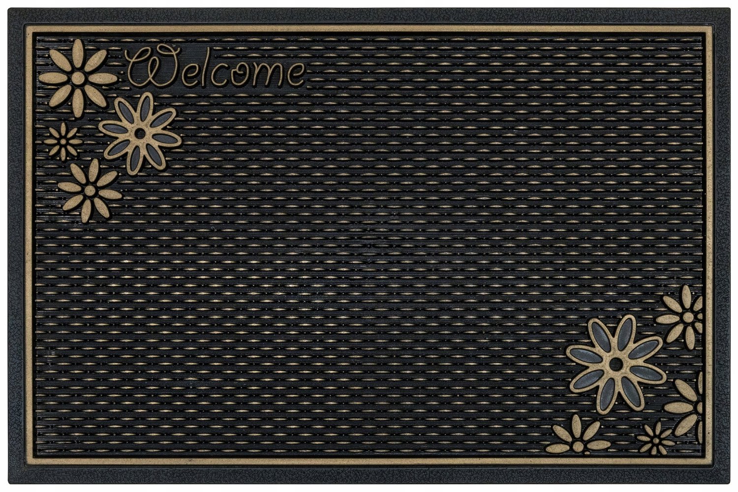 Merkloze Deurmat 40x60 cm - Brons & Zwart Bloemenpatroon