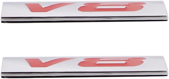 2 stuks V6 Embleem Auto Sticker Logo Stickers Auto Accessoires Voor Elke Locatie Inclusief Alle Voertuig Trunk Deuren (Rood Zilver) — afbeelding 2