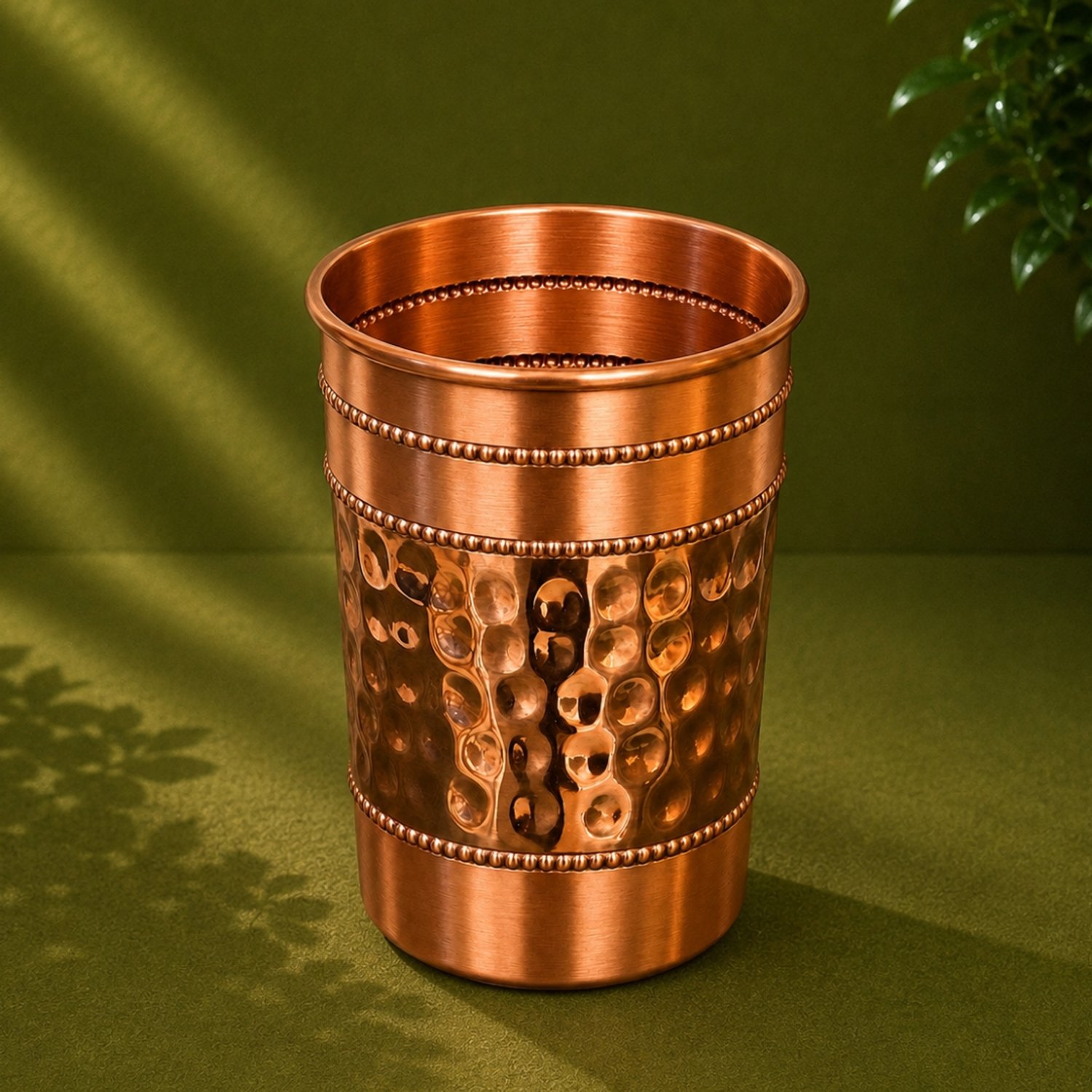 Puur koperen beker half gehamerd – 300 ml/130 g (zware uitvoering)