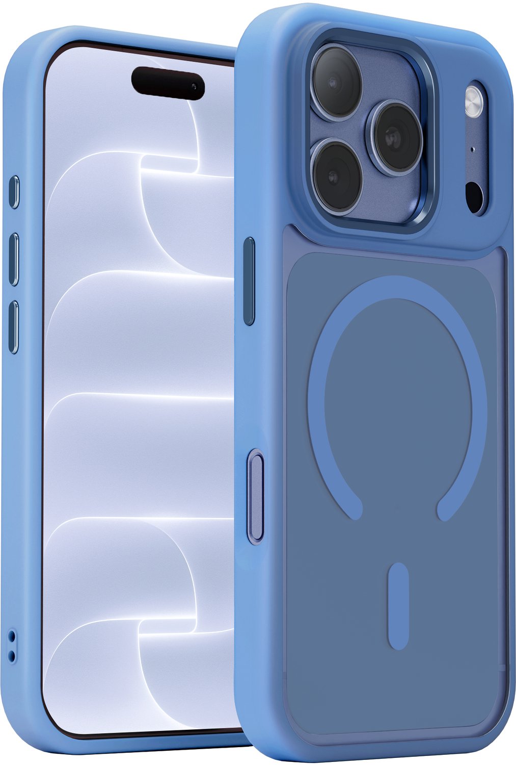 Hoesje Geschikt voor iPhone 18 Pro Max - Licht blauw - Geschikt voor MagSafe - Glacier Gletjer - Slank, Sterk en Shock proof